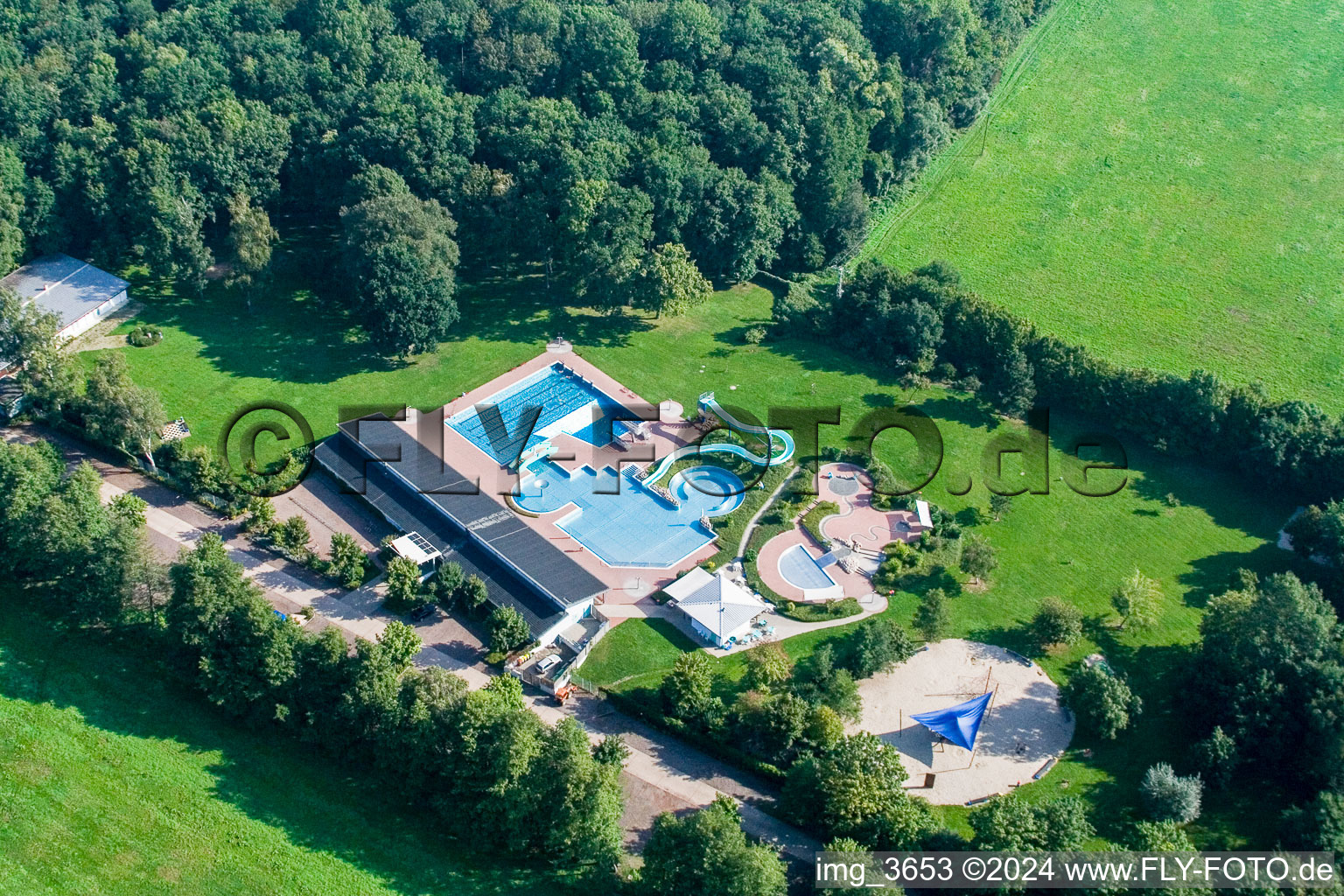 Forest swimming pool in Kandel in the state Rhineland-Palatinate, Germany out of the air