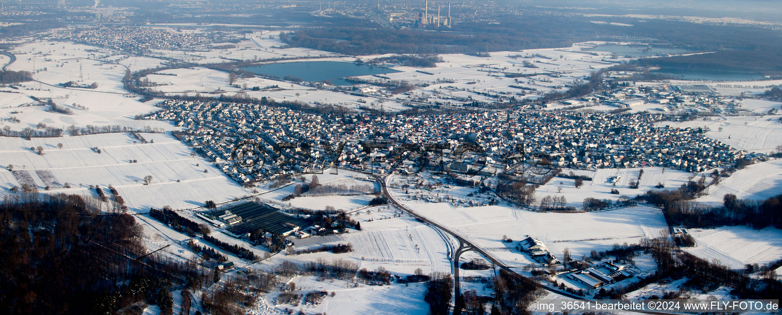 Hagenbach in the state Rhineland-Palatinate, Germany from a drone