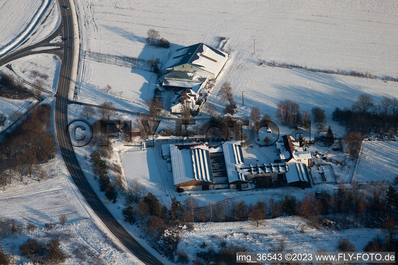 Aerial view of Riding stable in Hagenbach in the state Rhineland-Palatinate, Germany