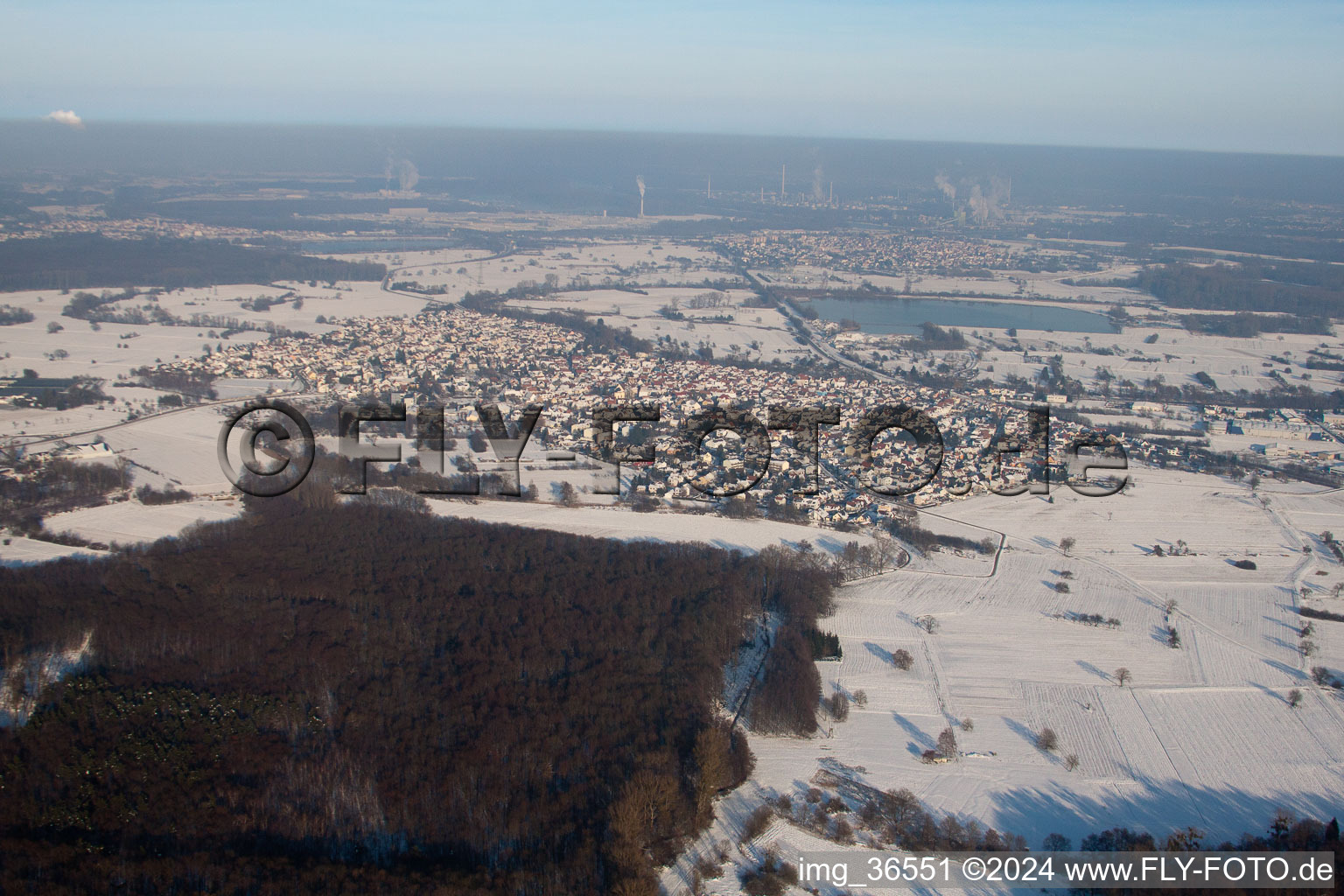 Drone recording of District Neuburg in Neuburg am Rhein in the state Rhineland-Palatinate, Germany