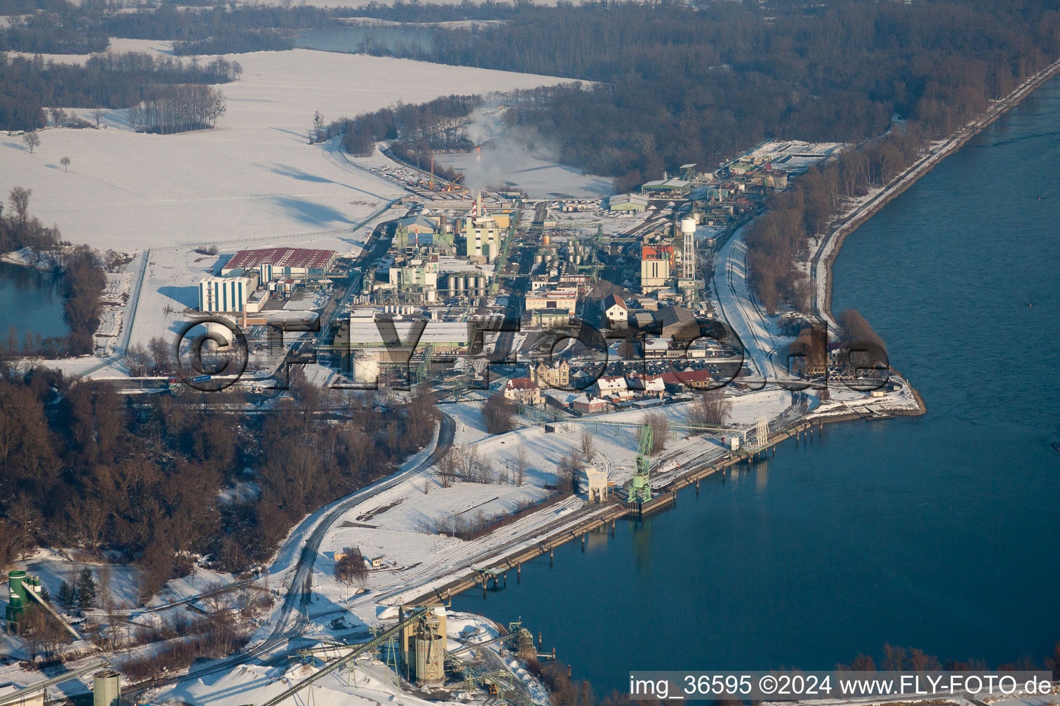 Rhine port in Lauterbourg in the state Bas-Rhin, France out of the air