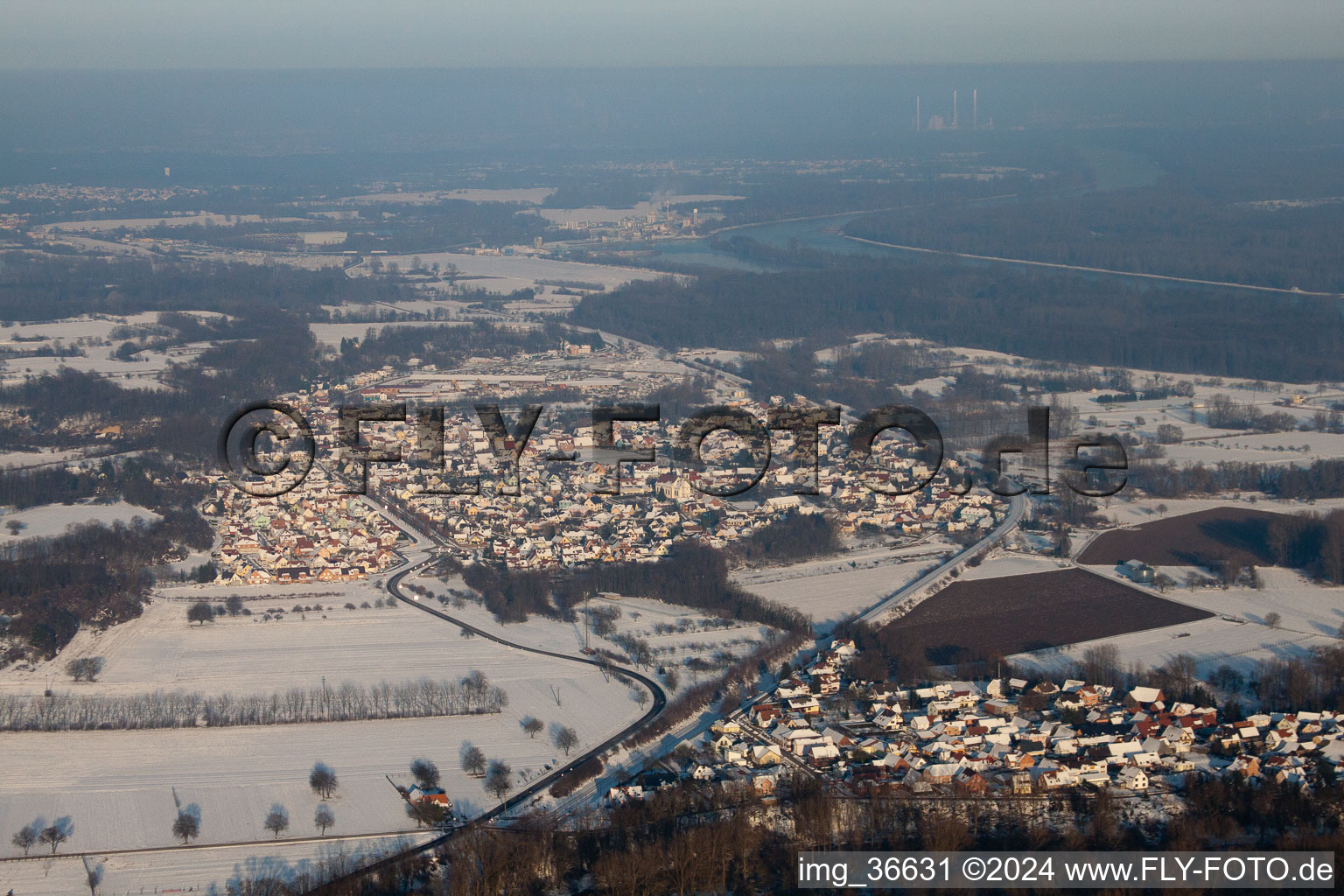 Bird's eye view of Munchhausen in the state Bas-Rhin, France