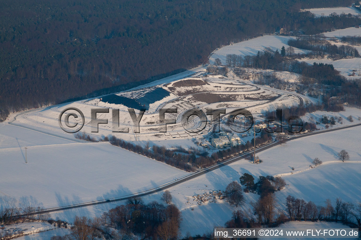 District landfill in Scheibenhardt in the state Rhineland-Palatinate, Germany from above