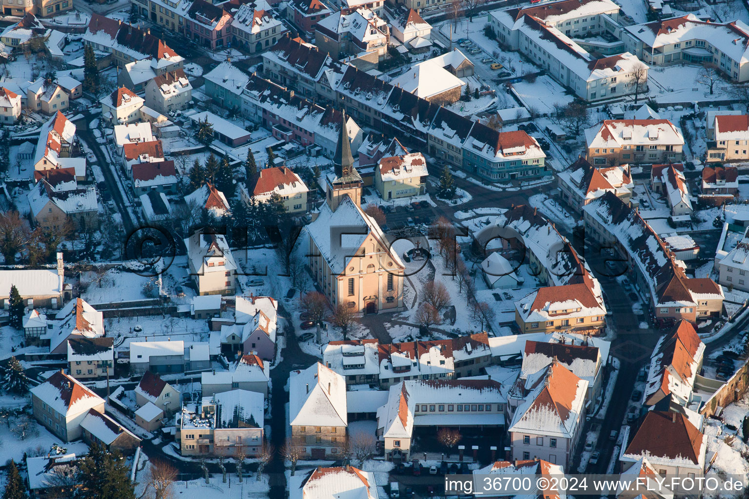 Lauterbourg in the state Bas-Rhin, France from the drone perspective