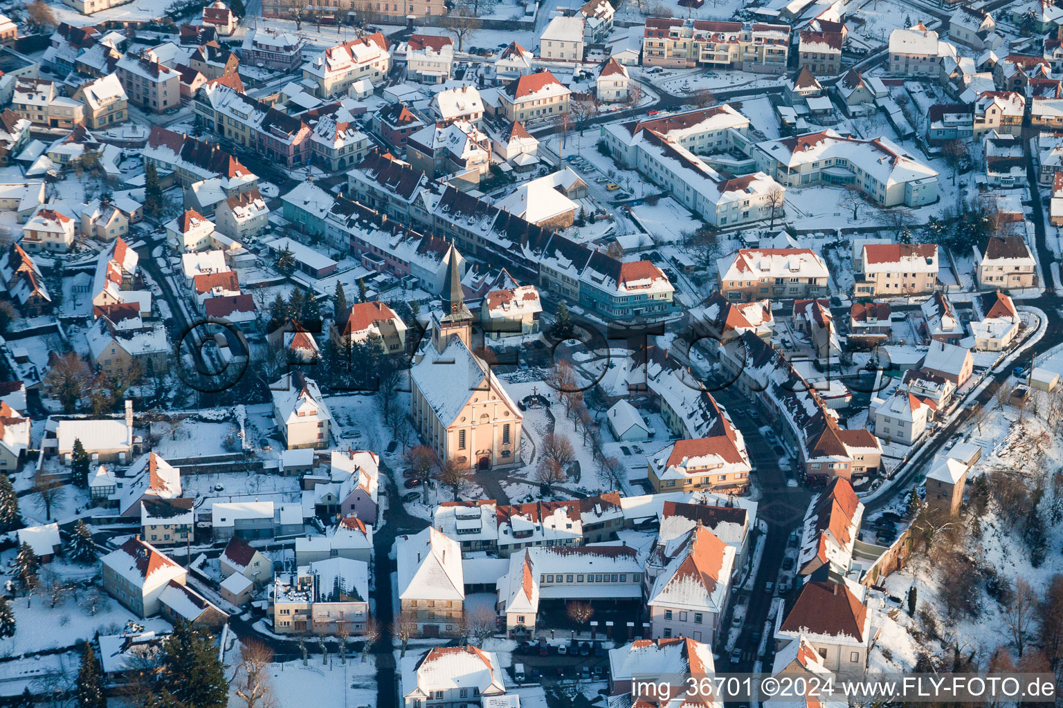 Lauterbourg in the state Bas-Rhin, France from a drone