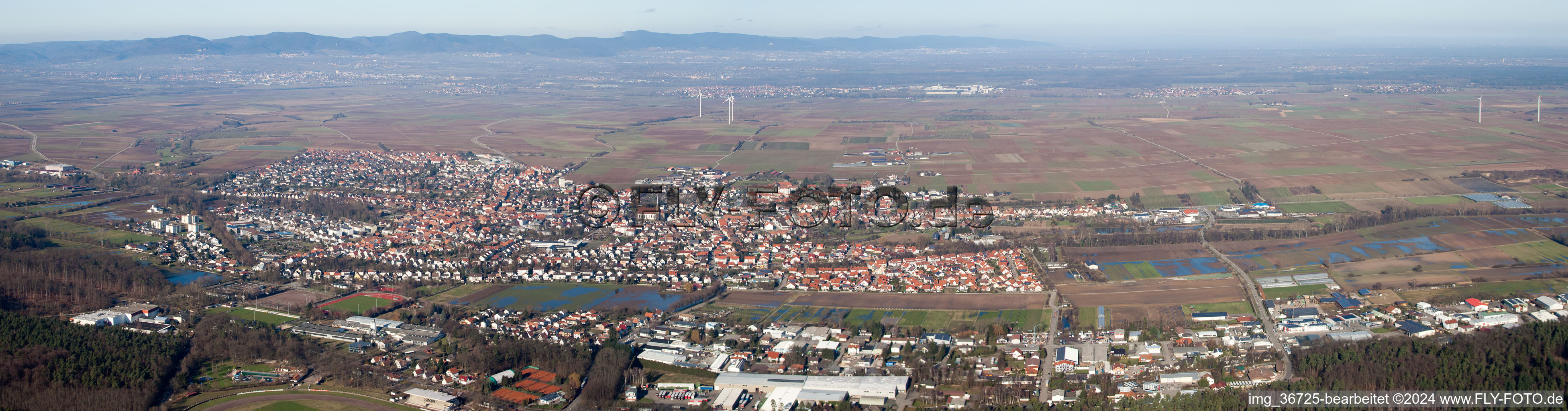 Panorama in the district Herxheim in Herxheim bei Landau in the state Rhineland-Palatinate, Germany