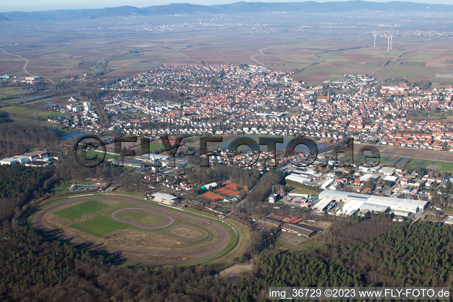 Bird's eye view of District Herxheim in Herxheim bei Landau in the state Rhineland-Palatinate, Germany