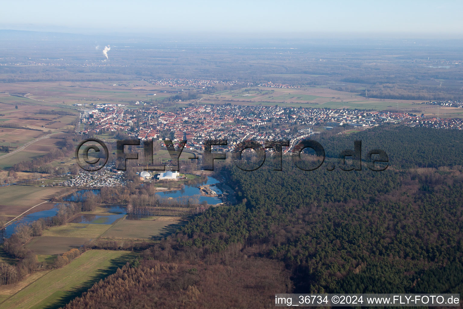 Aerial view of Rülzheim in the state Rhineland-Palatinate, Germany