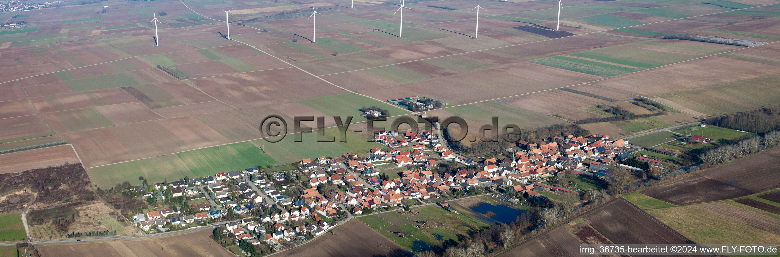 Panorama in Herxheimweyher in the state Rhineland-Palatinate, Germany