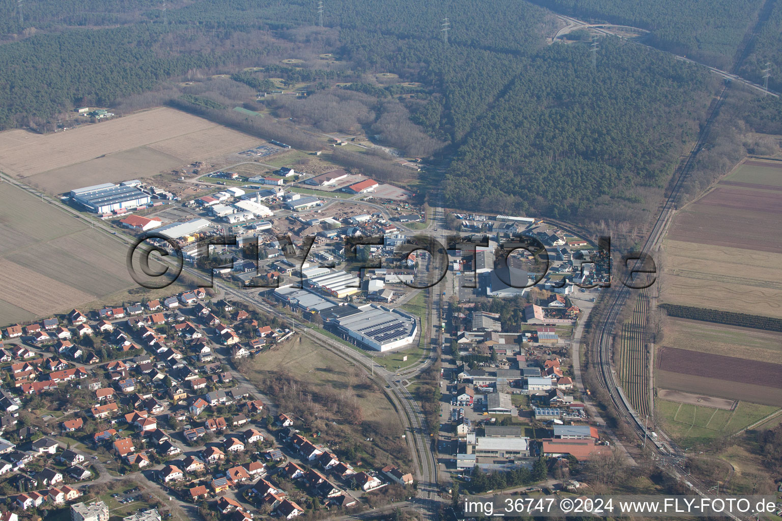 Bird's eye view of Bellheim in the state Rhineland-Palatinate, Germany