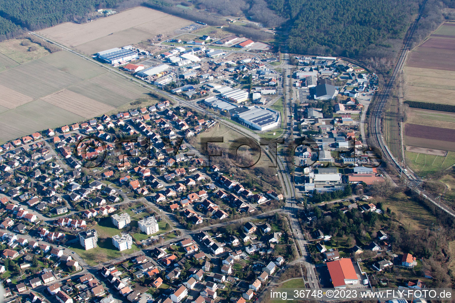 East commercial area in Bellheim in the state Rhineland-Palatinate, Germany