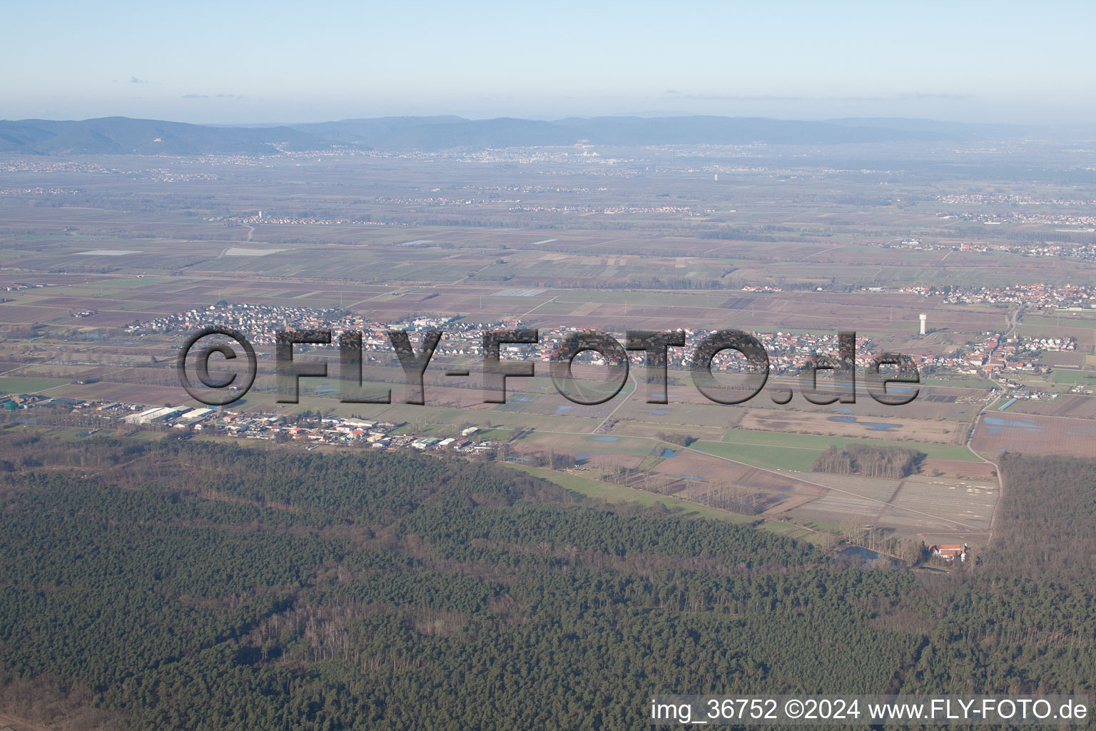 Drone image of Bellheim in the state Rhineland-Palatinate, Germany