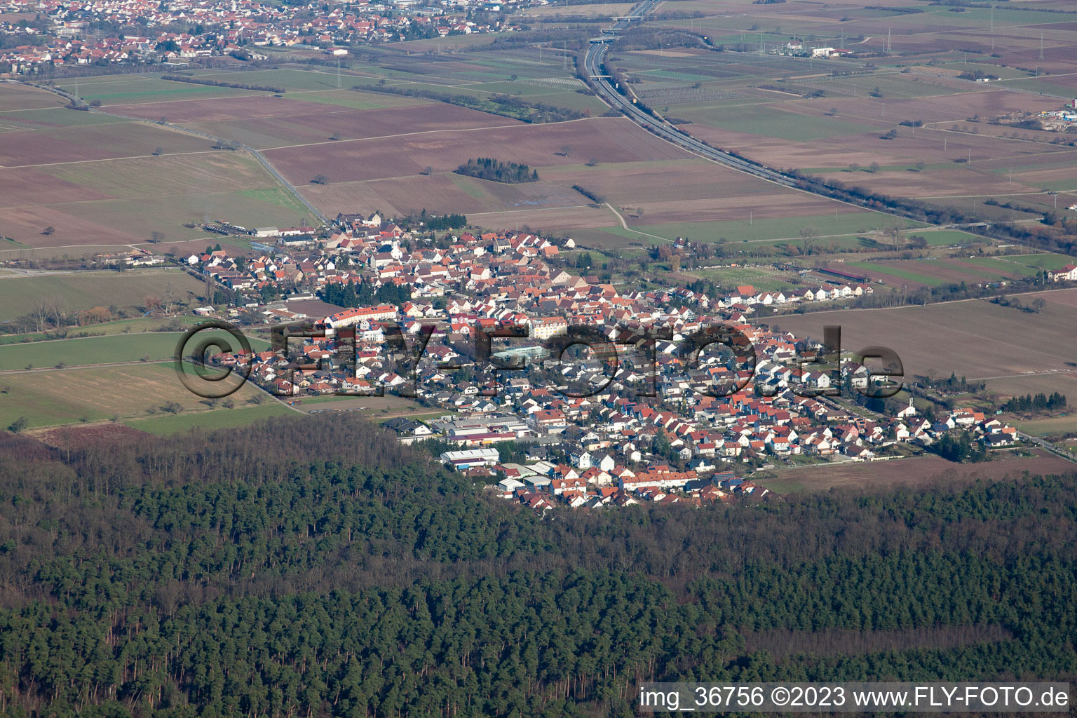 Aerial view of Westheim in the state Rhineland-Palatinate, Germany