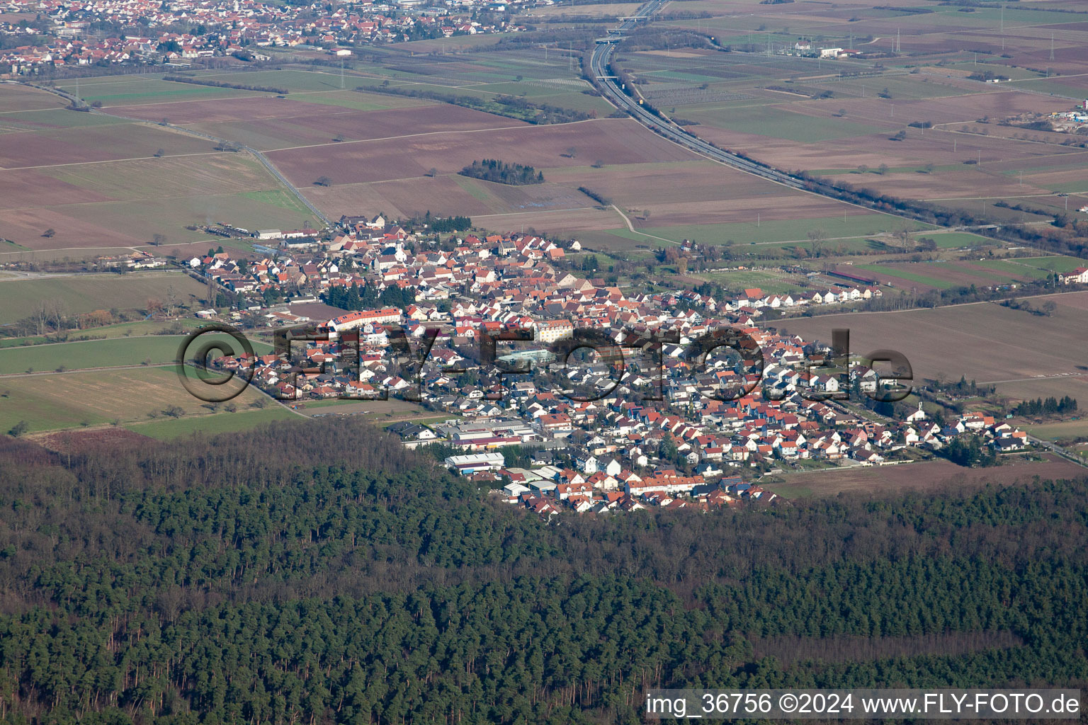 Drone image of Westheim in the state Rhineland-Palatinate, Germany