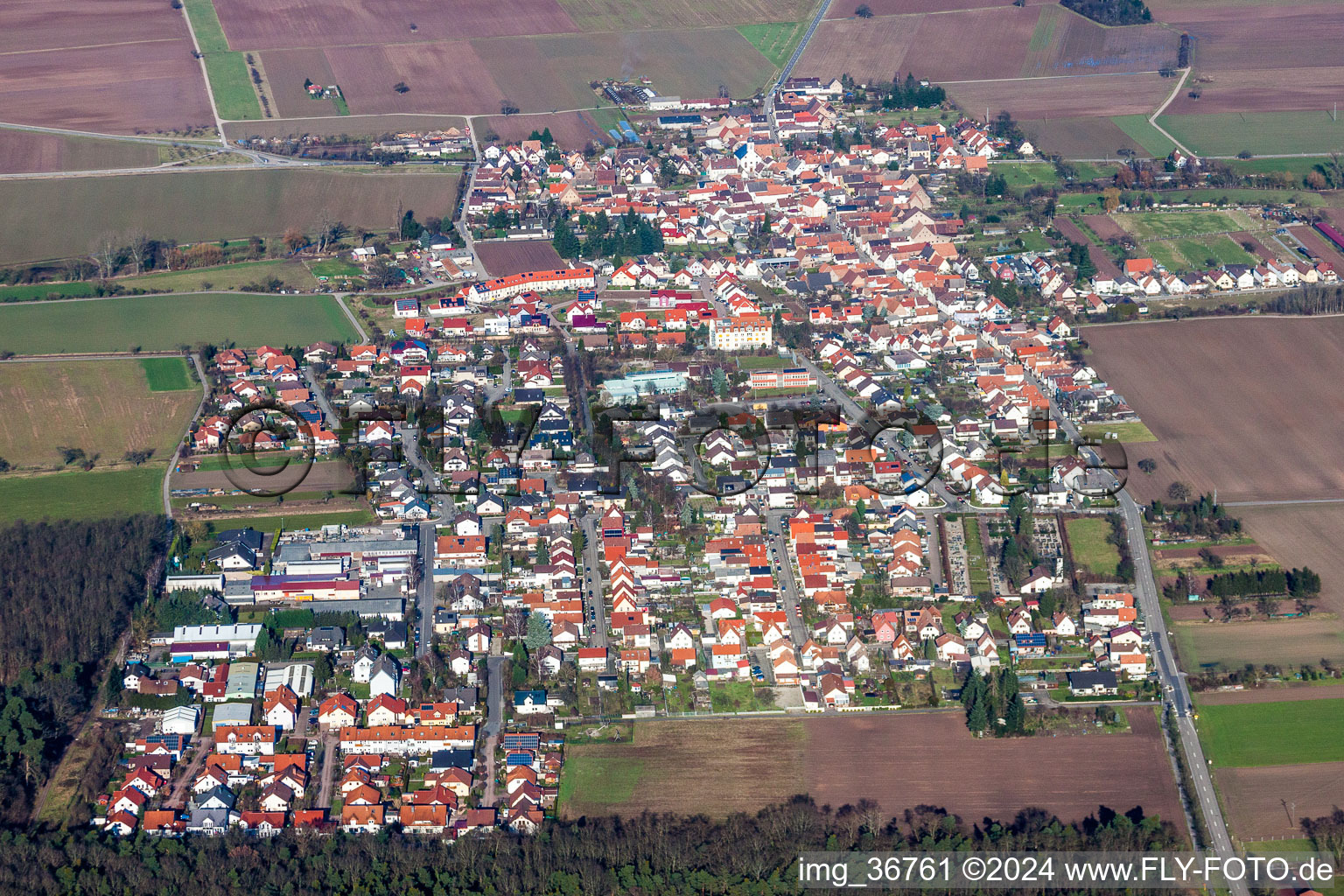 Aerial view of Village - View in Westheim in the state Rhineland-Palatinate, Germany