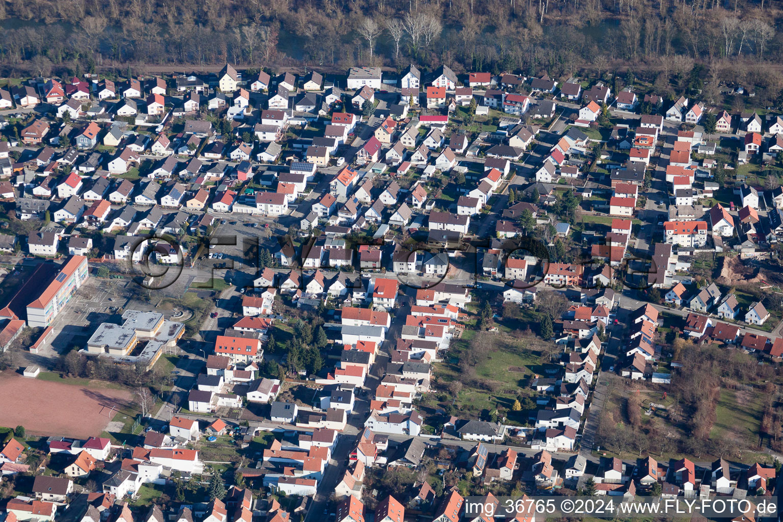 Lingenfeld in the state Rhineland-Palatinate, Germany from a drone