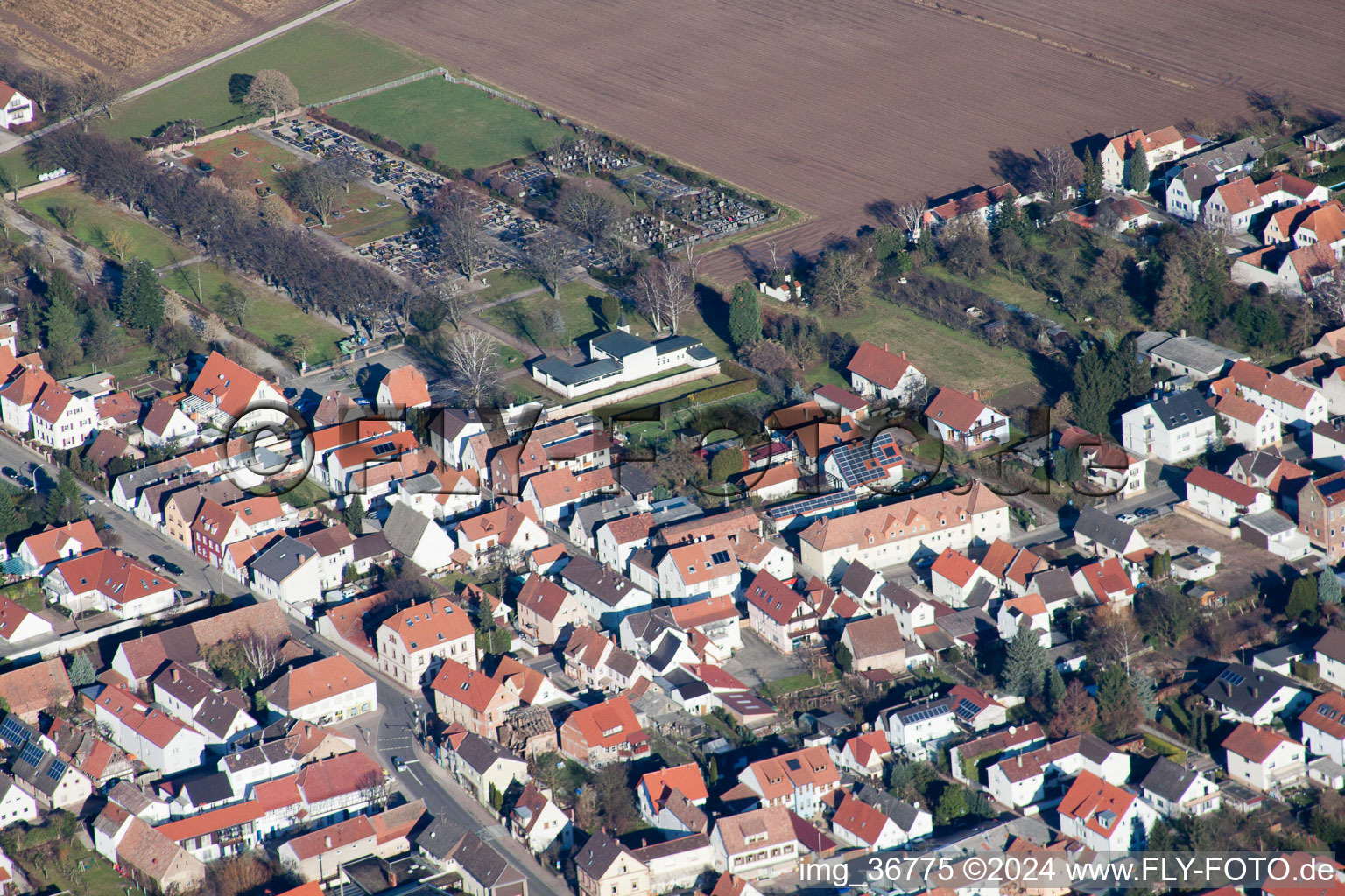 Drone image of Lingenfeld in the state Rhineland-Palatinate, Germany