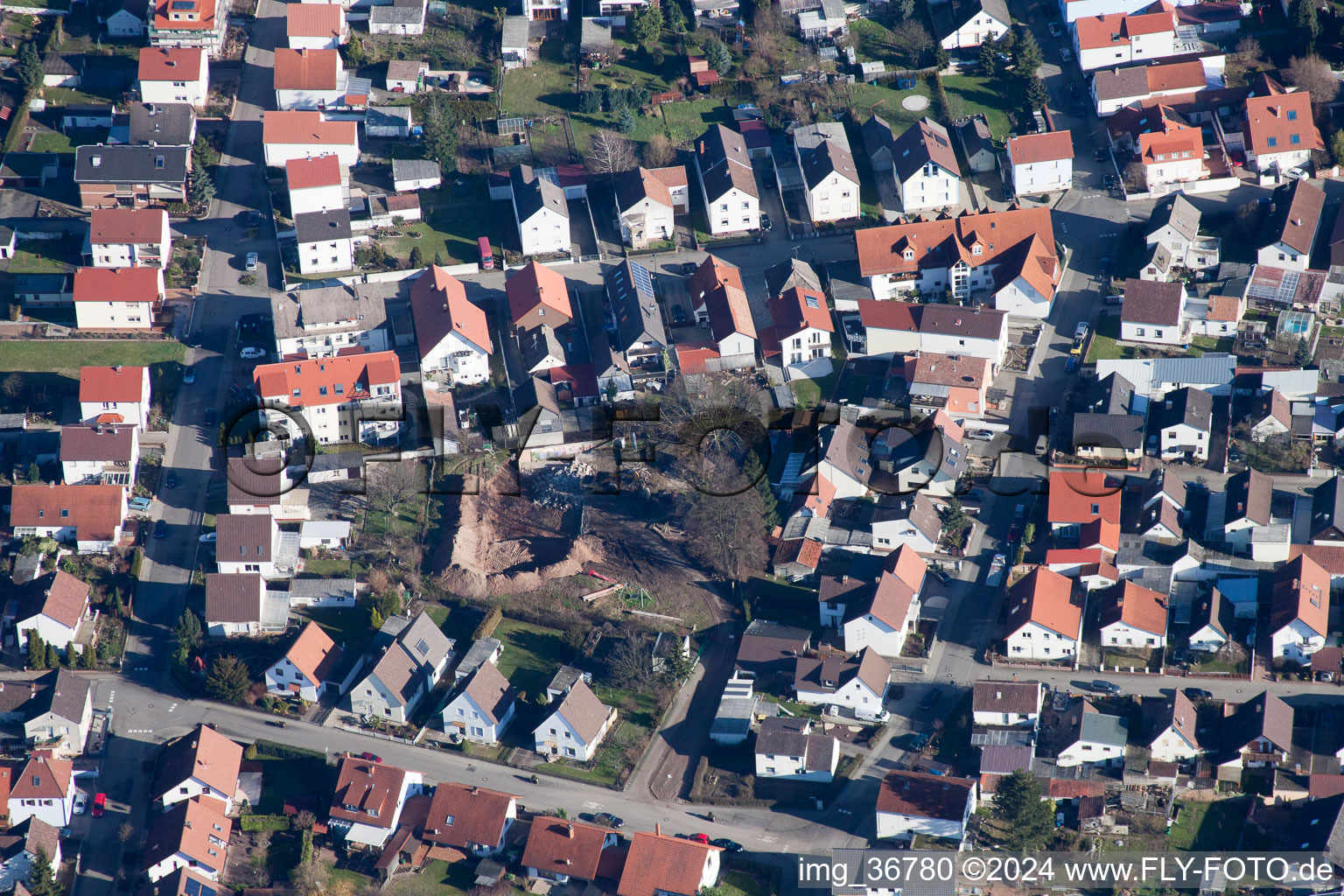 Aerial photograpy of Lingenfeld in the state Rhineland-Palatinate, Germany