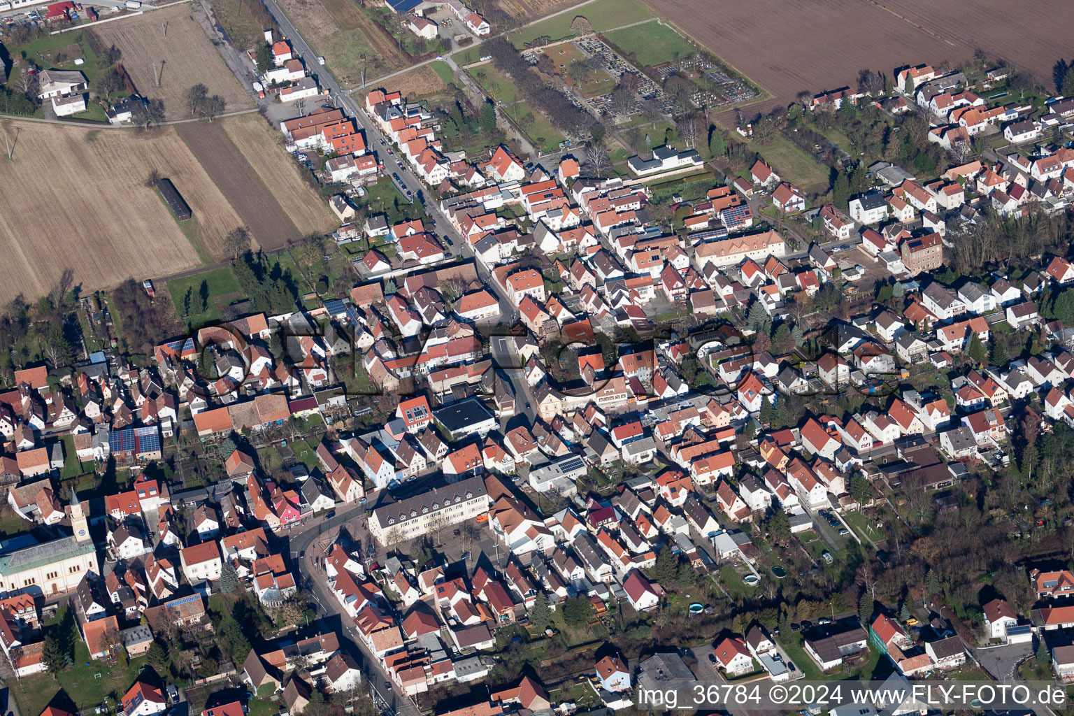 Lingenfeld in the state Rhineland-Palatinate, Germany from above