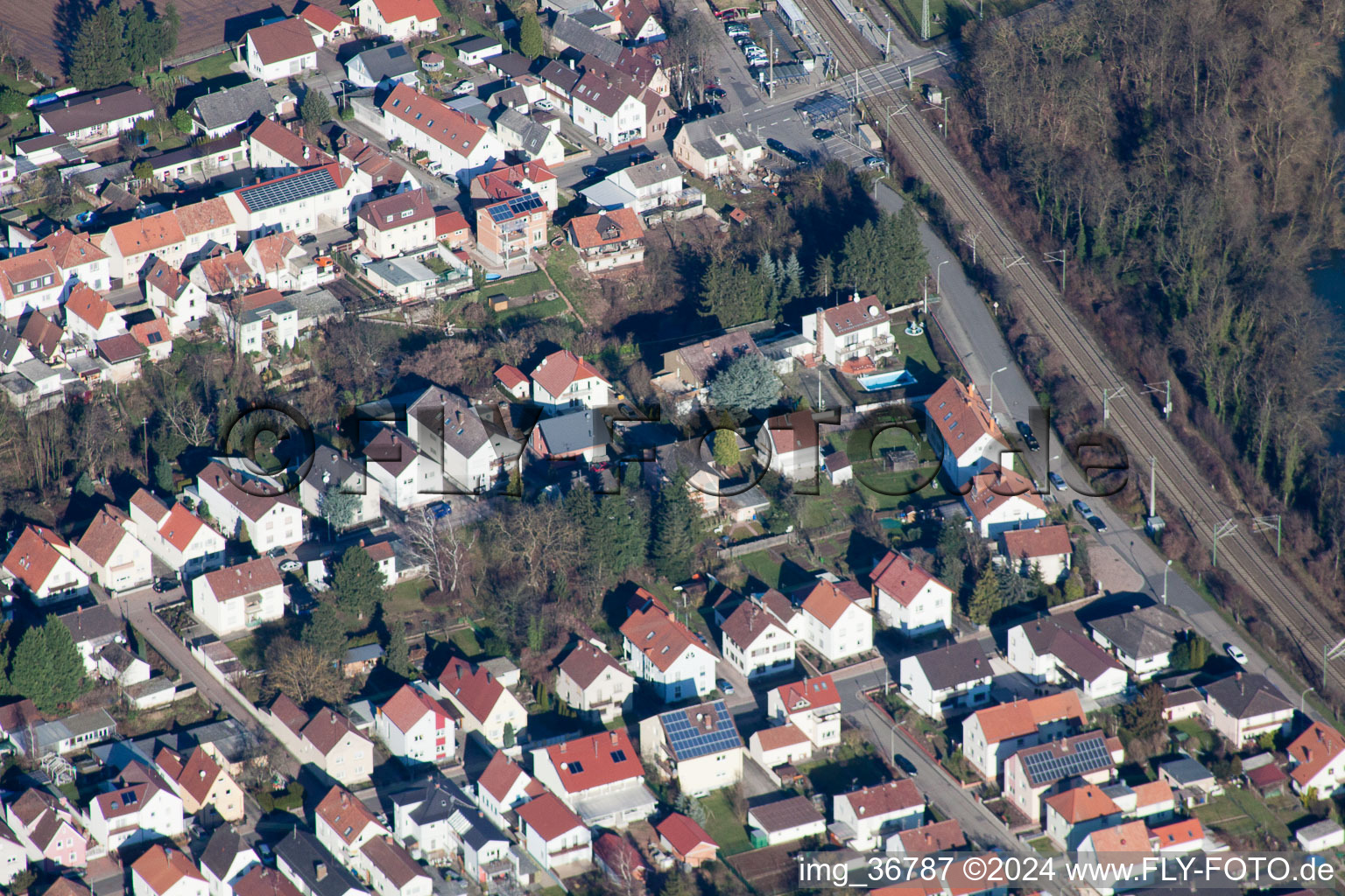 Lingenfeld in the state Rhineland-Palatinate, Germany from the plane