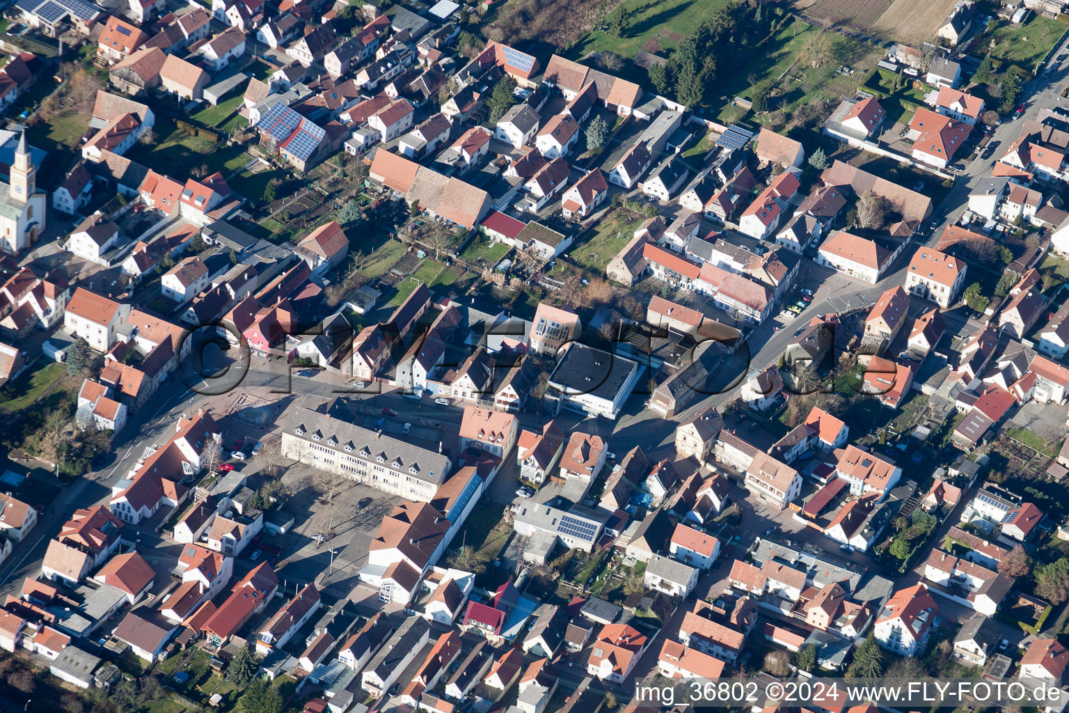 Lingenfeld in the state Rhineland-Palatinate, Germany seen from above