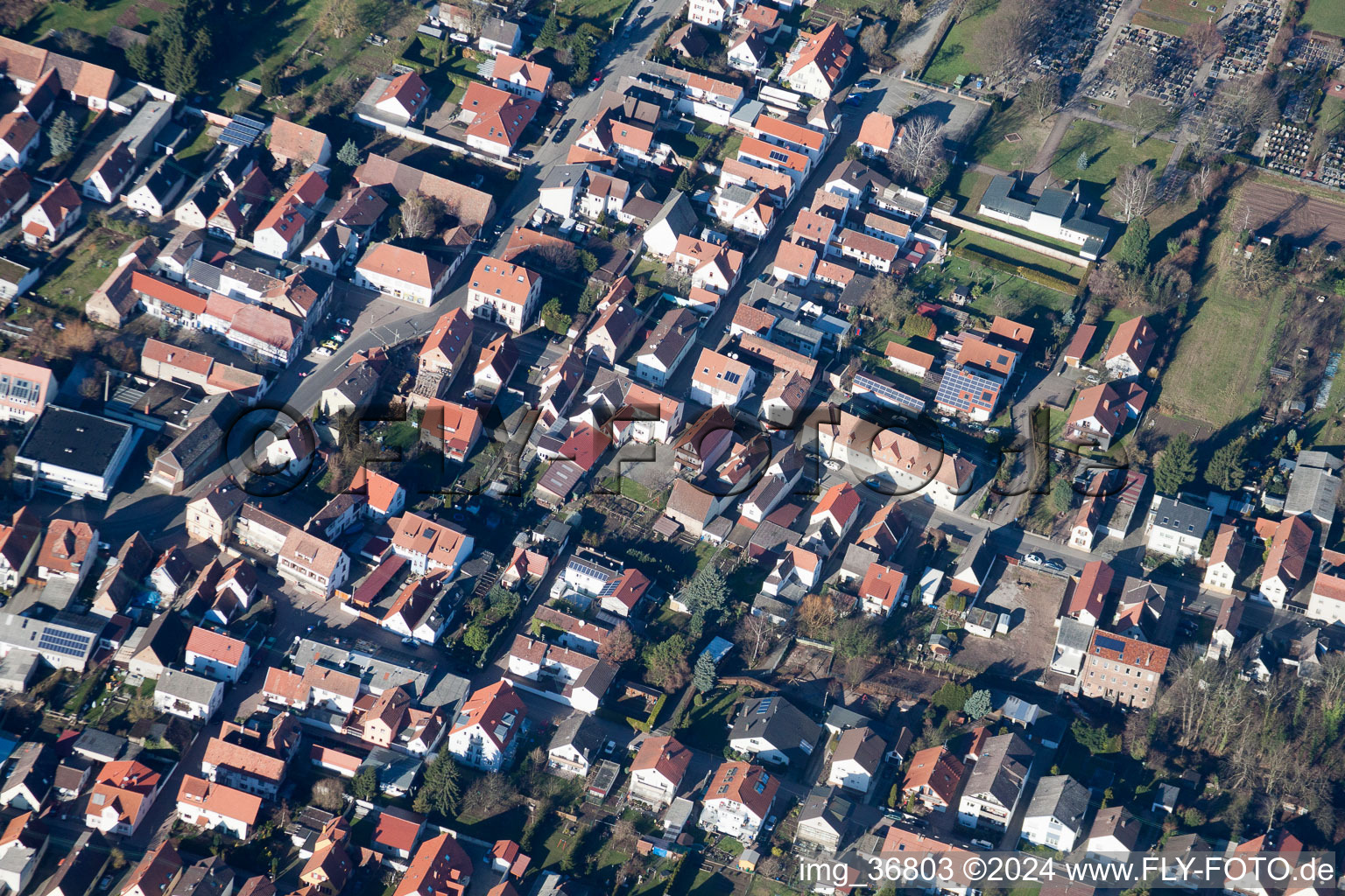 Lingenfeld in the state Rhineland-Palatinate, Germany from the plane