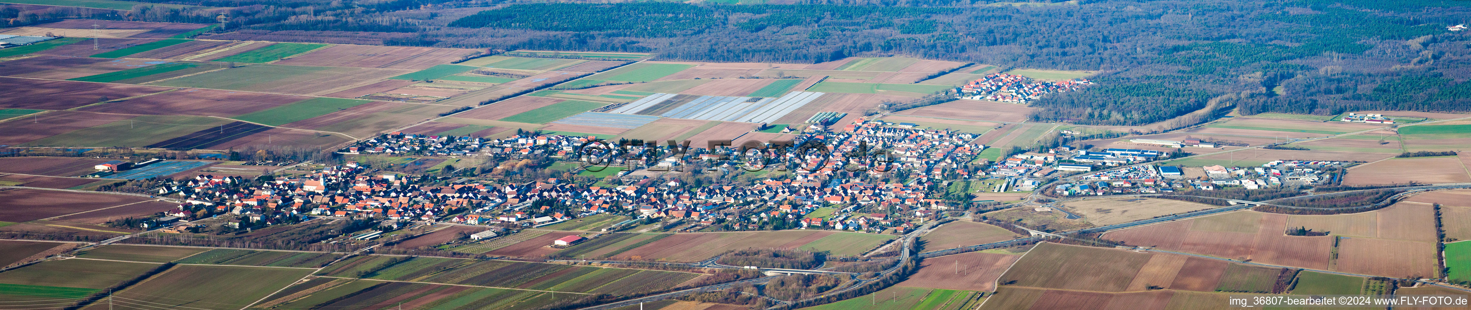 Panorama from the local area and environment in Schwegenheim in the state Rhineland-Palatinate