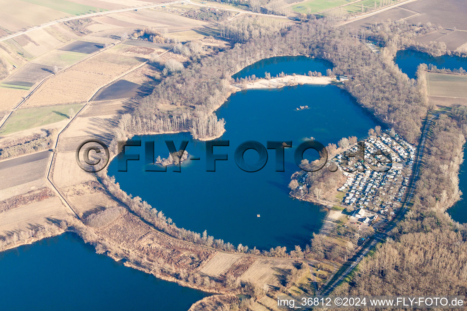 Camping with caravans and tents in Lingenfeld in the state Rhineland-Palatinate, Germany