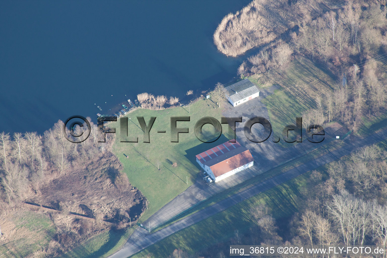 Quarry ponds in Lingenfeld in the state Rhineland-Palatinate, Germany