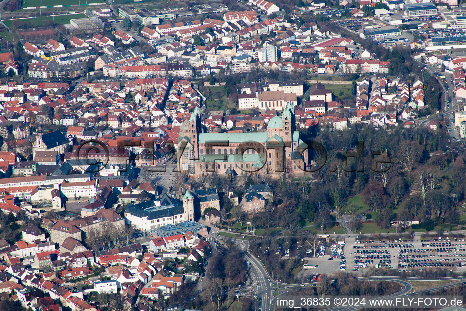 Speyer in the state Rhineland-Palatinate, Germany seen from a drone