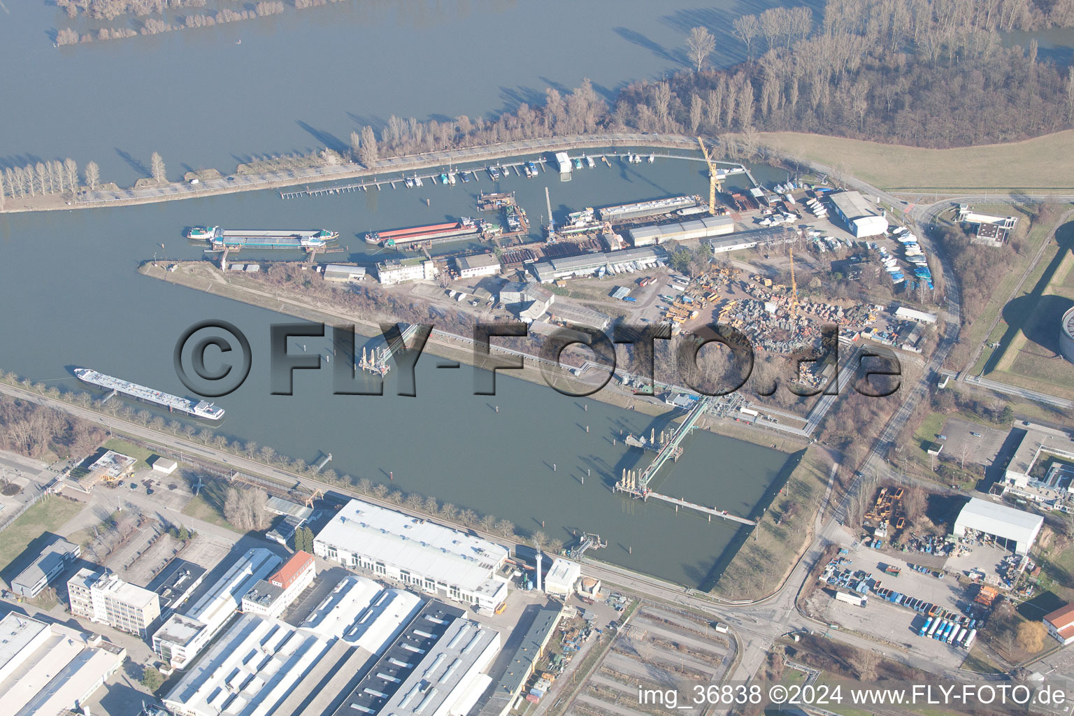 Bird's eye view of Harbor in Speyer in the state Rhineland-Palatinate, Germany