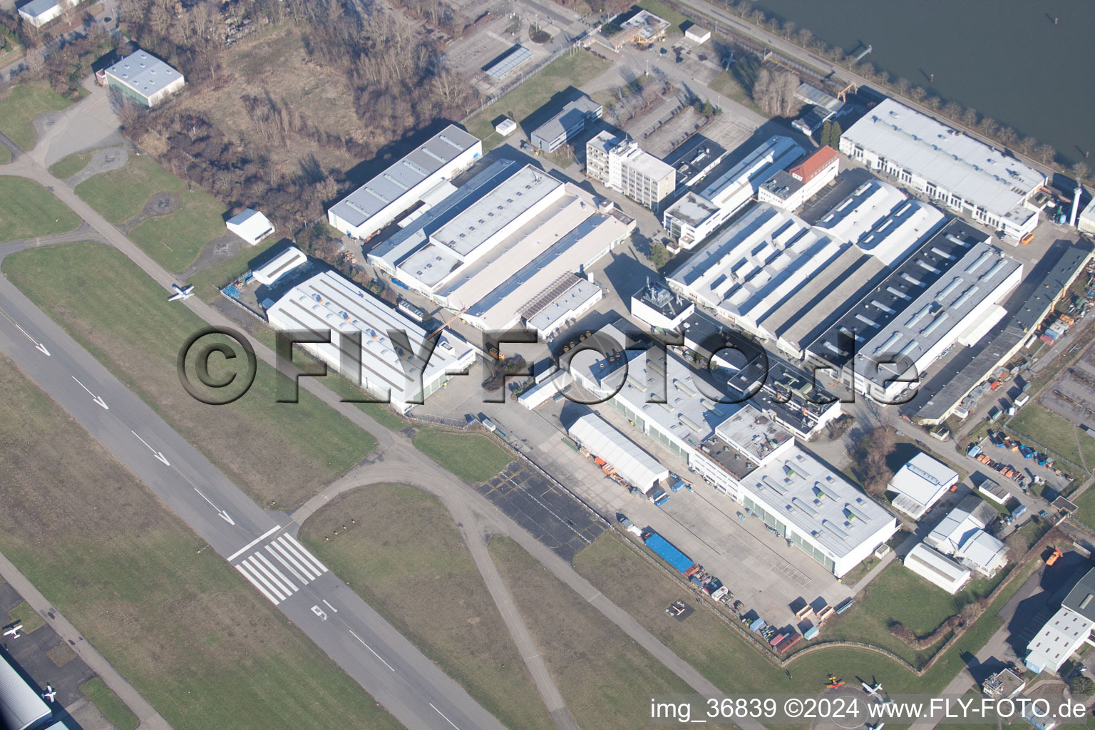 Bird's eye view of Airport in Speyer in the state Rhineland-Palatinate, Germany