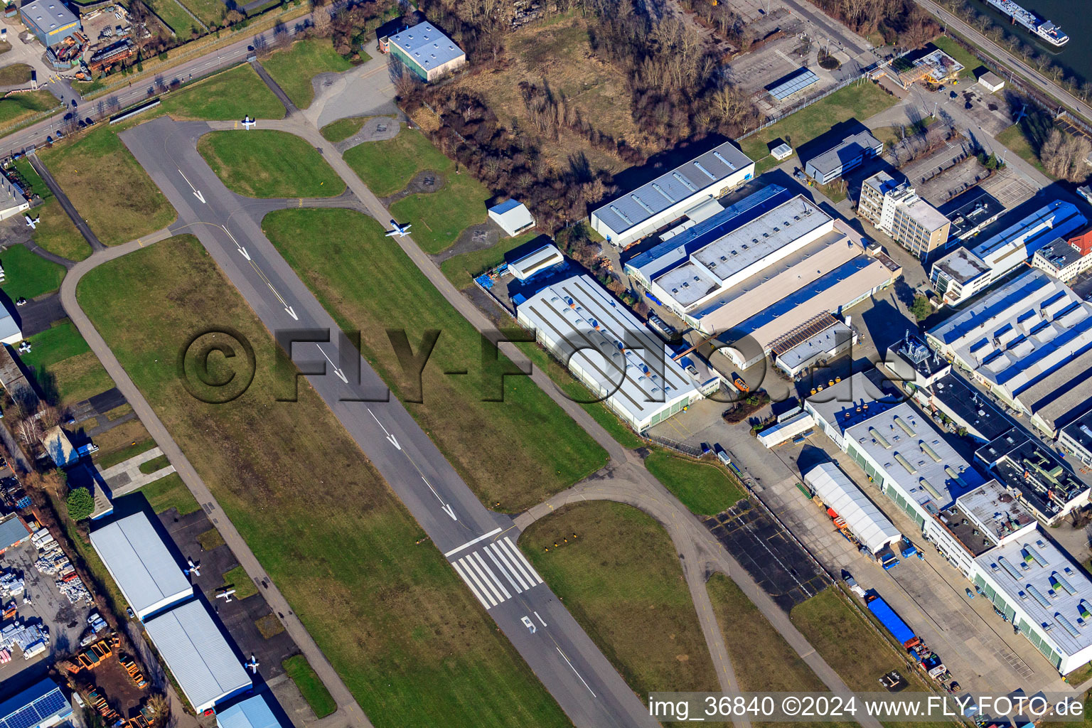 Airport in Speyer in the state Rhineland-Palatinate, Germany viewn from the air