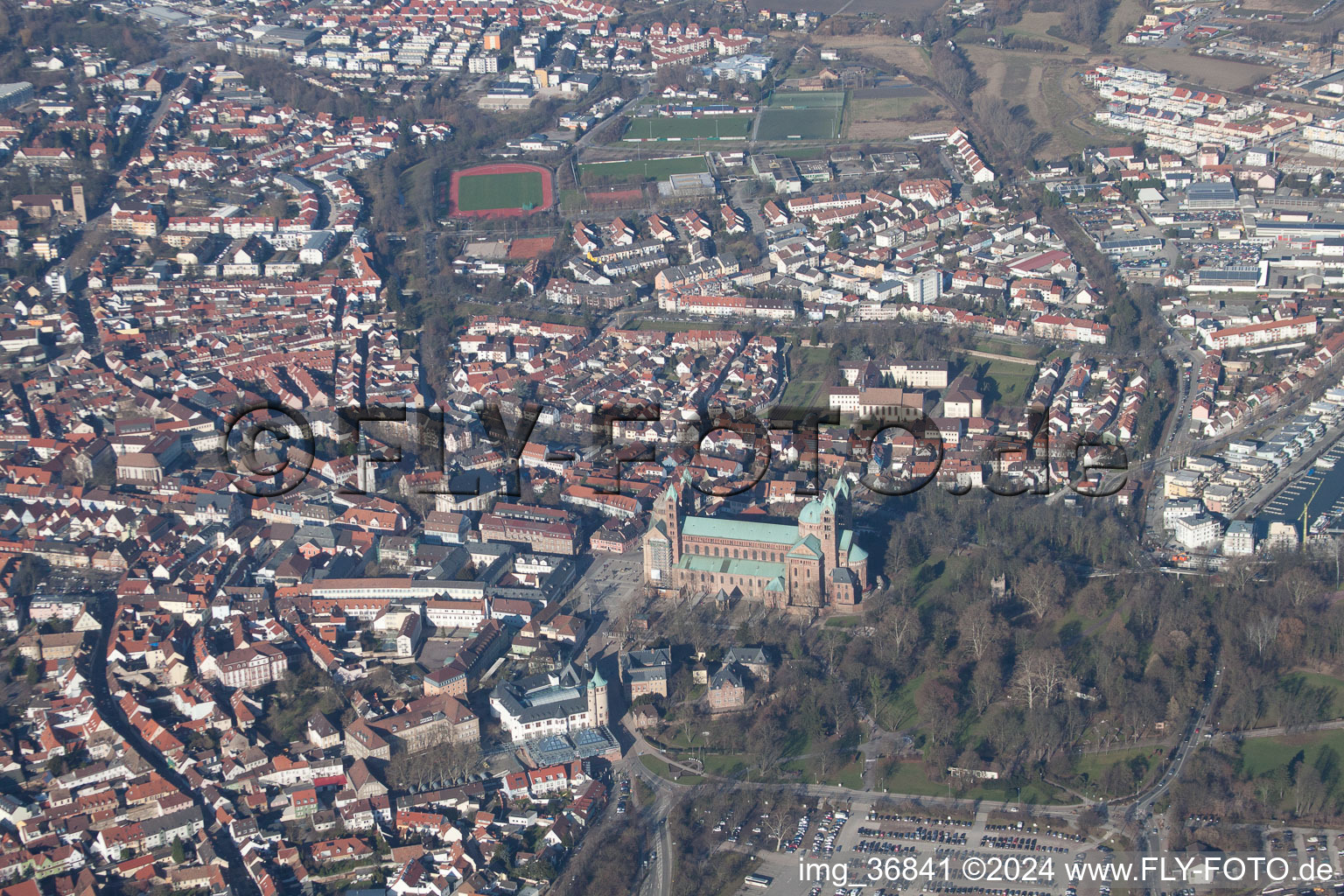 Aerial view of Speyer in the state Rhineland-Palatinate, Germany