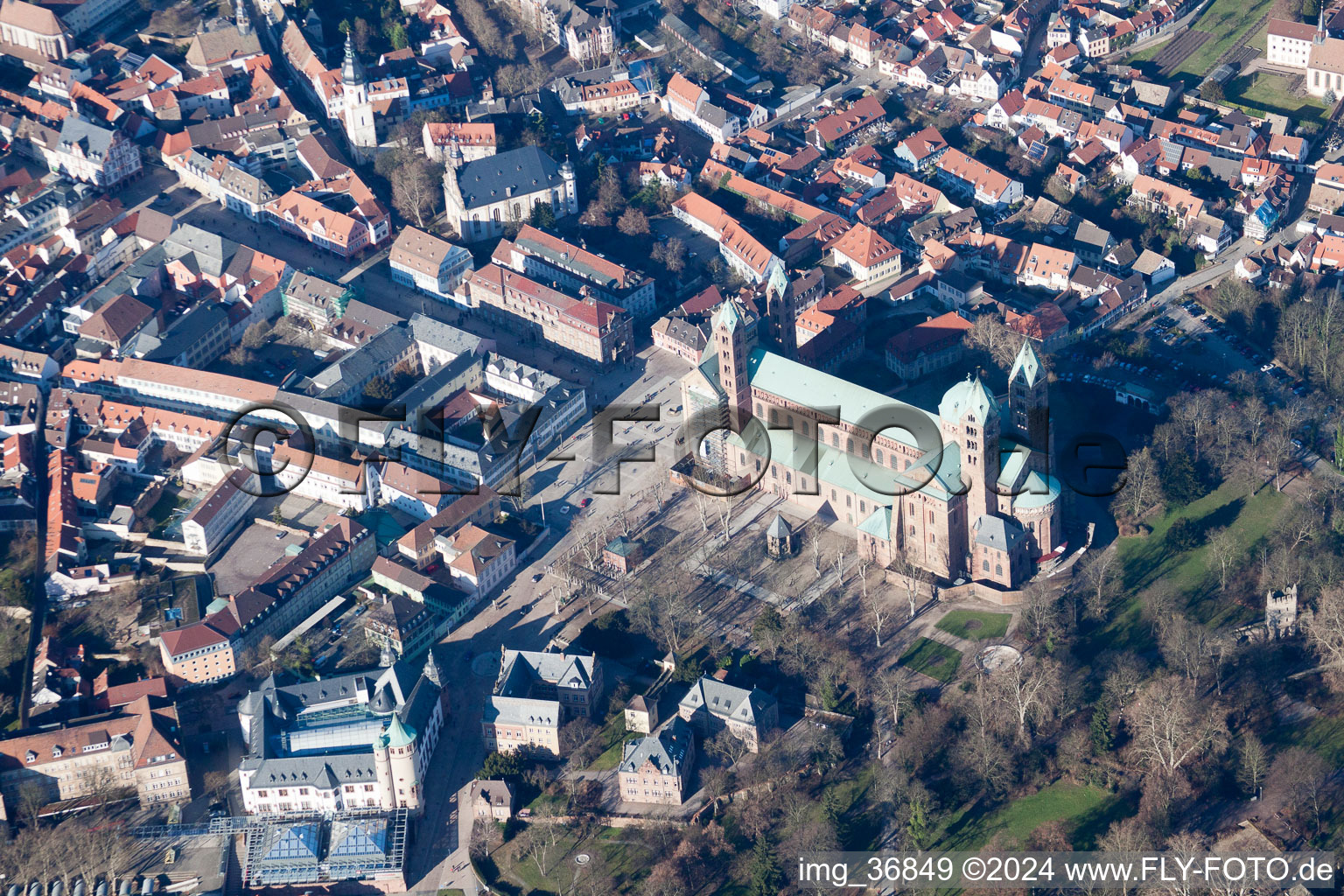 Speyer in the state Rhineland-Palatinate, Germany seen from above