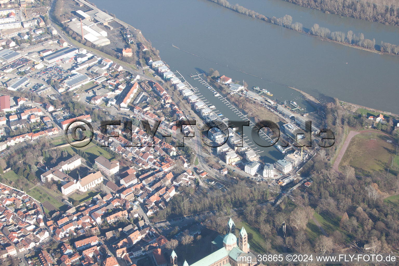 Speyer in the state Rhineland-Palatinate, Germany seen from above