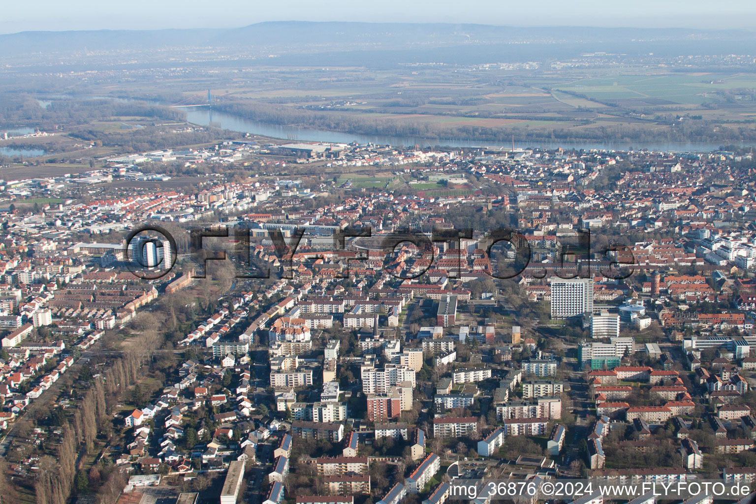 Speyer in the state Rhineland-Palatinate, Germany viewn from the air