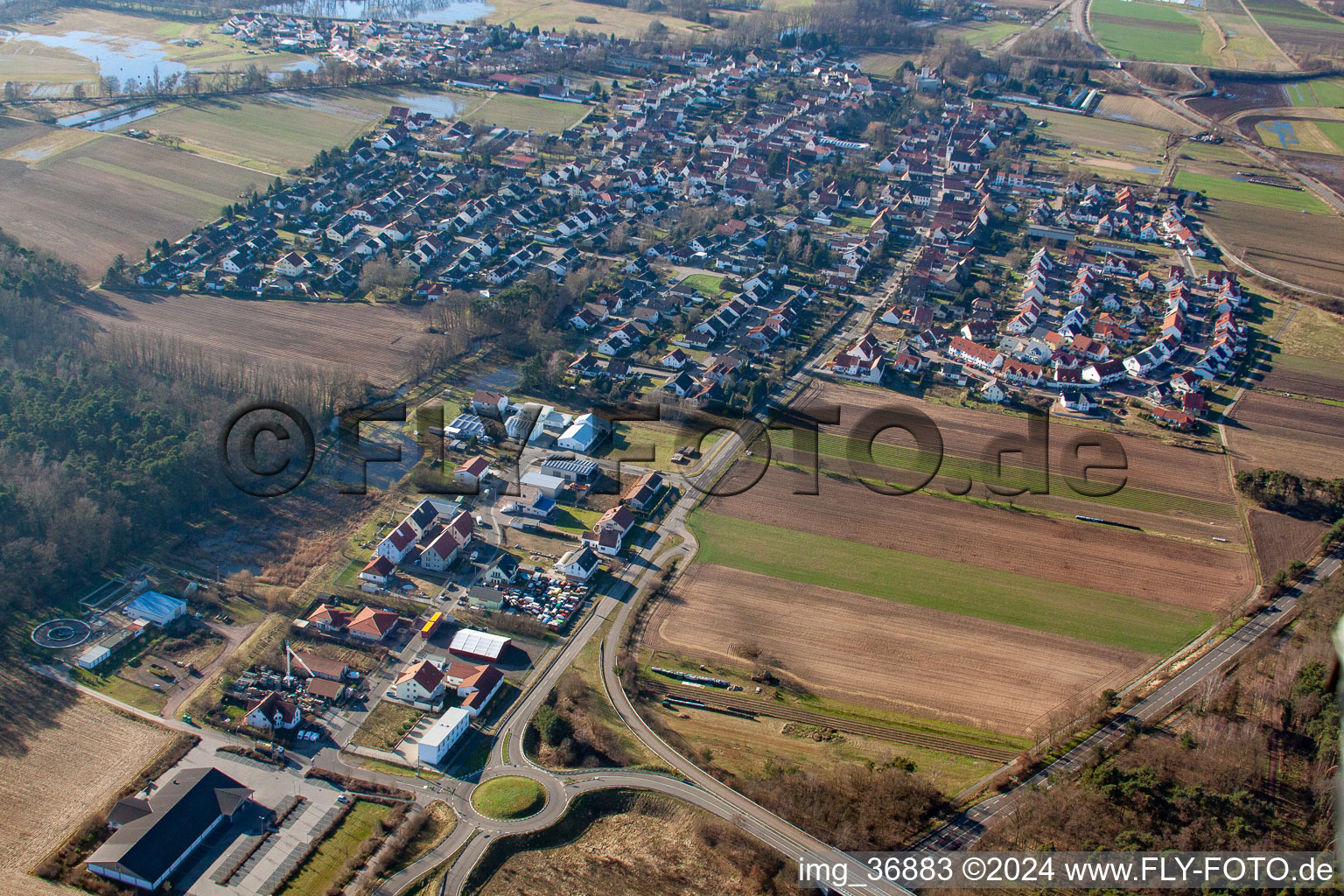 Hanhofen in the state Rhineland-Palatinate, Germany from the drone perspective