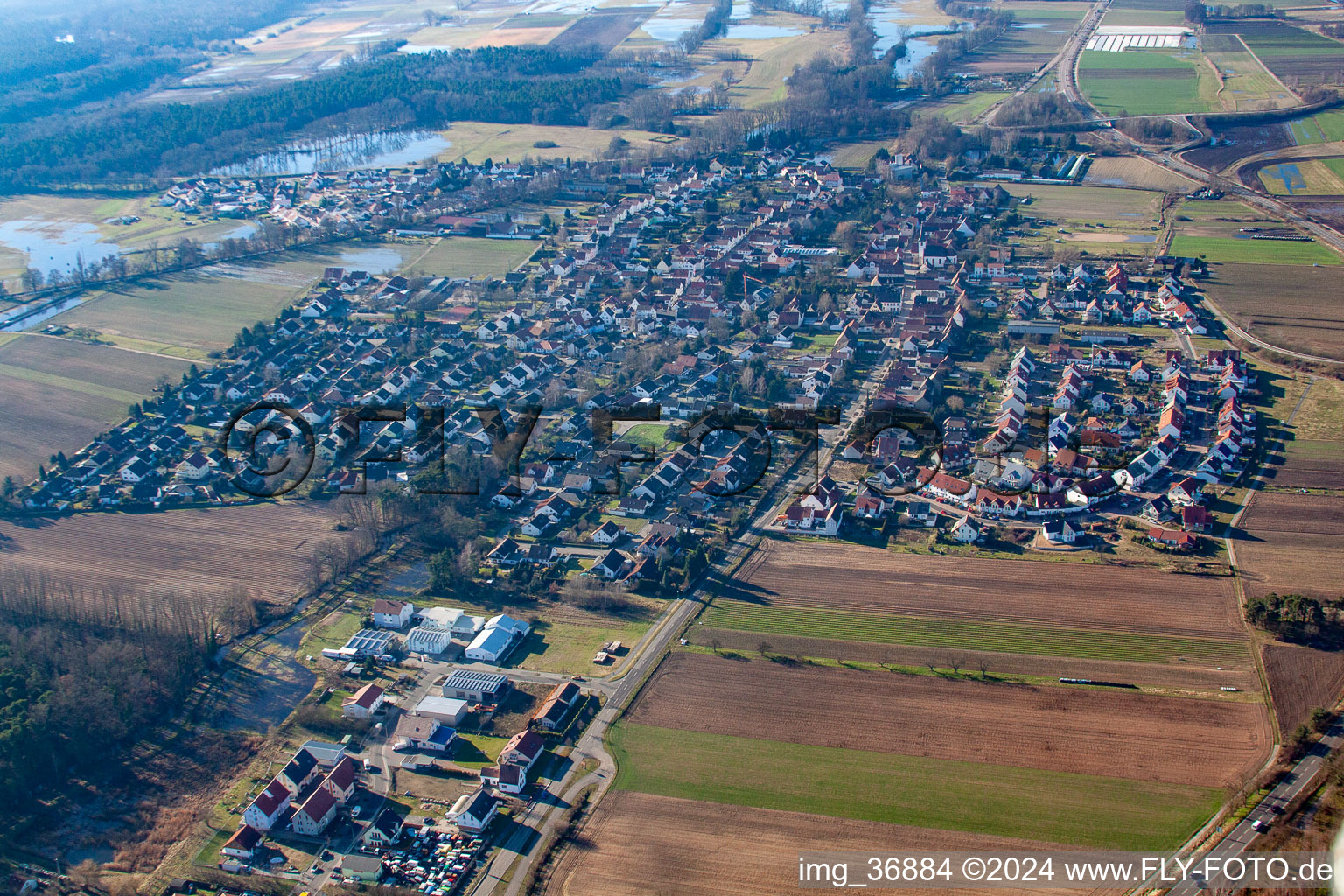 Hanhofen in the state Rhineland-Palatinate, Germany from a drone