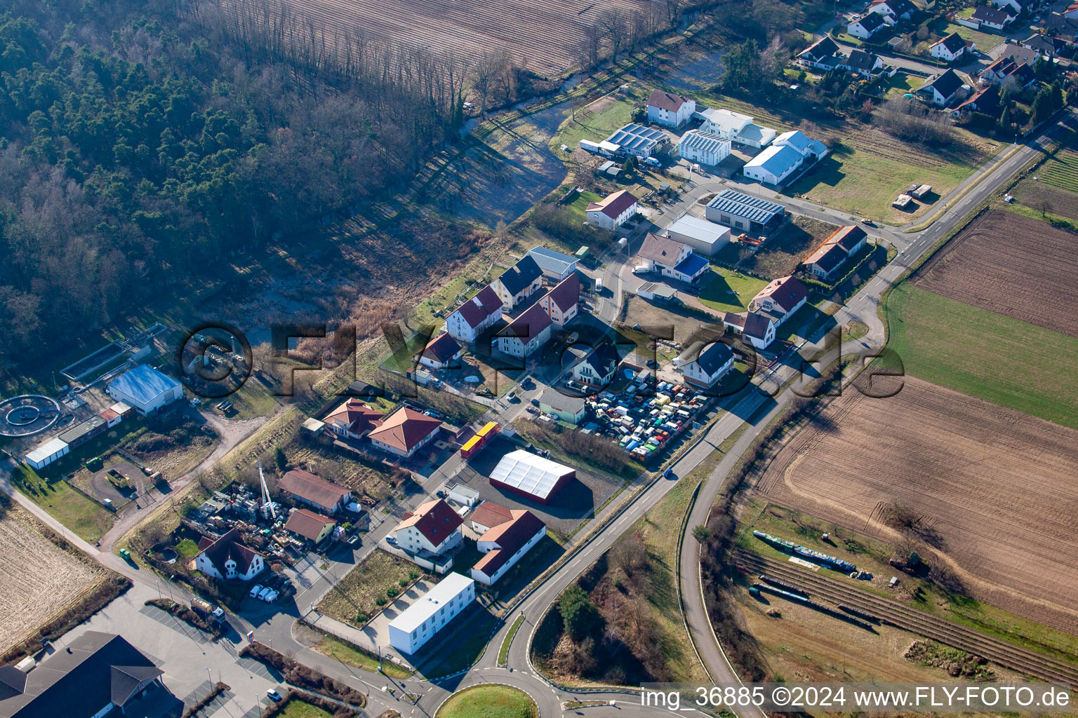 Hanhofen in the state Rhineland-Palatinate, Germany seen from a drone