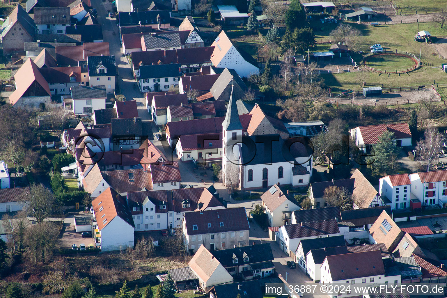 Church building in the village of in Hanhofen in the state Rhineland-Palatinate, Germany