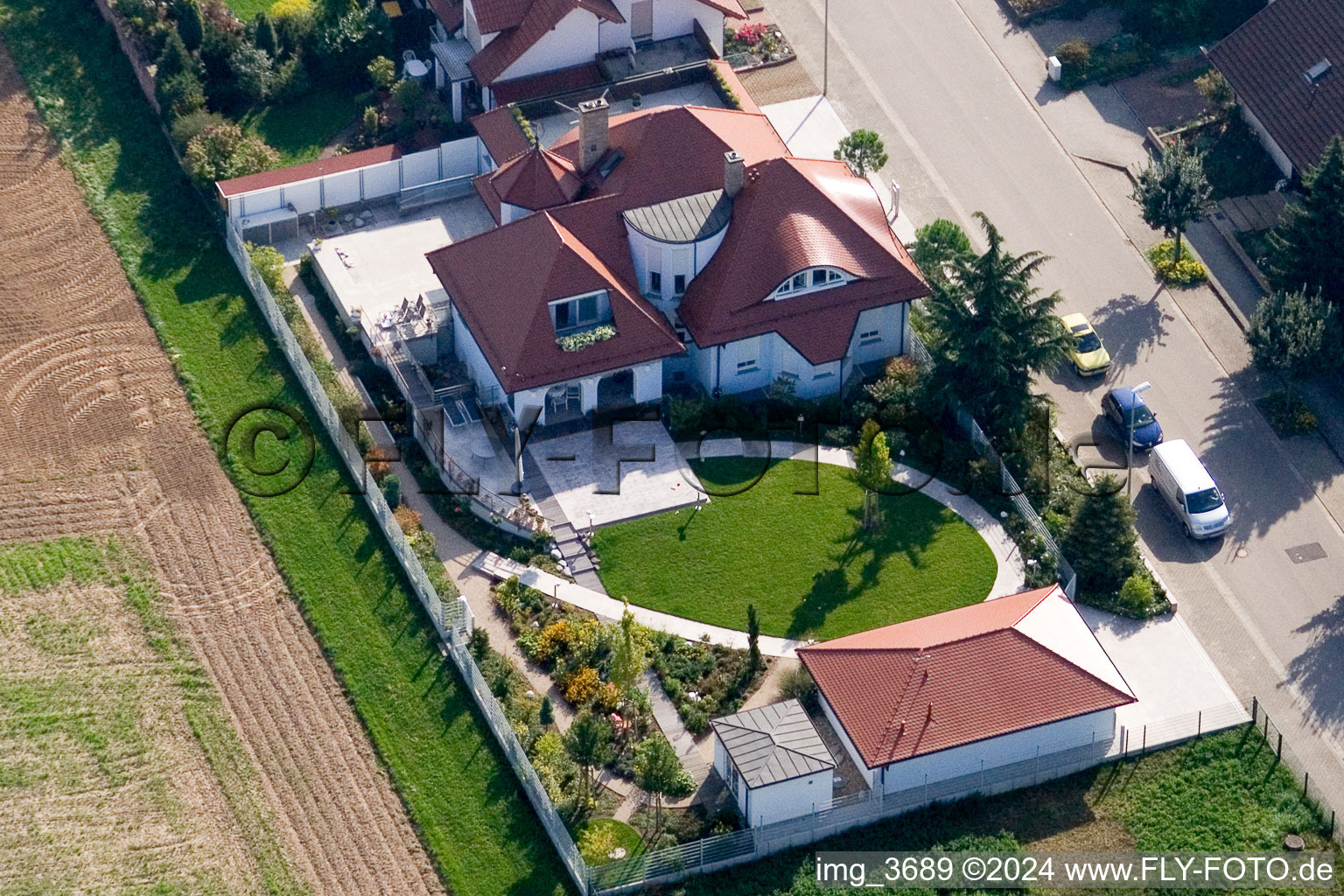 Castle Ring in Kandel in the state Rhineland-Palatinate, Germany from the plane