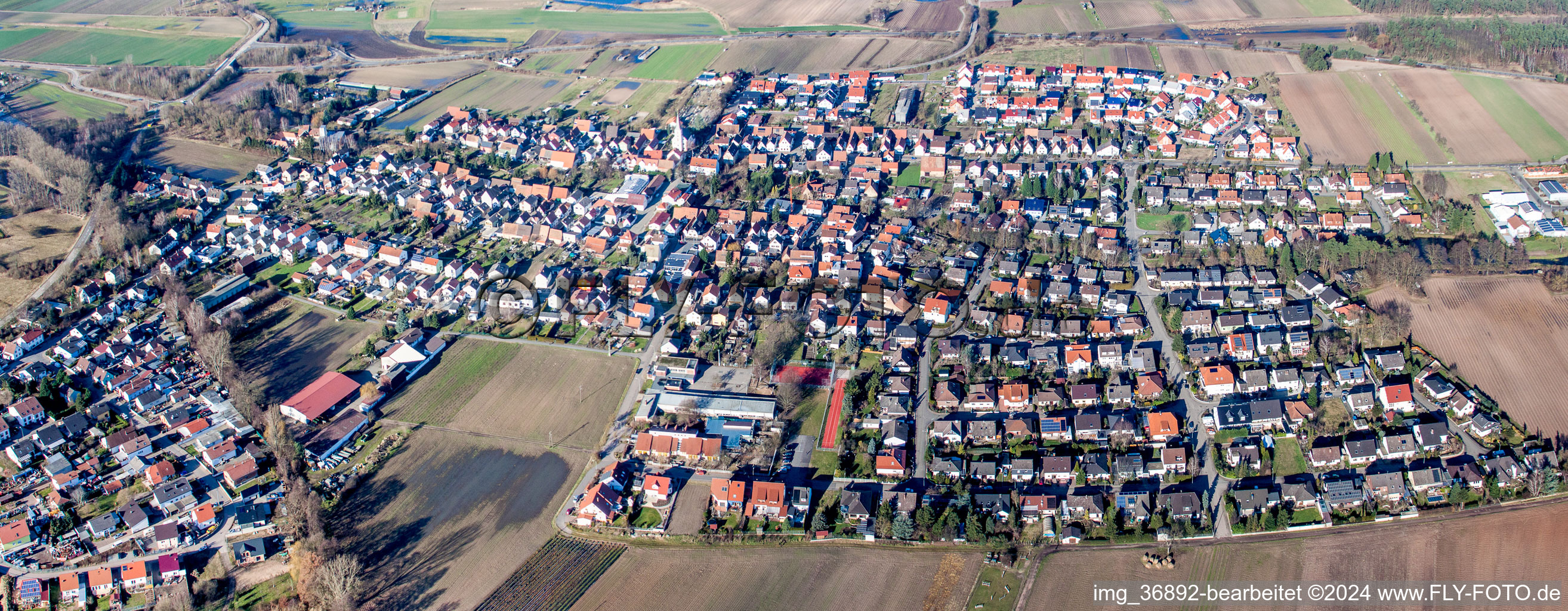 Aerial photograpy of Hanhofen in the state Rhineland-Palatinate, Germany