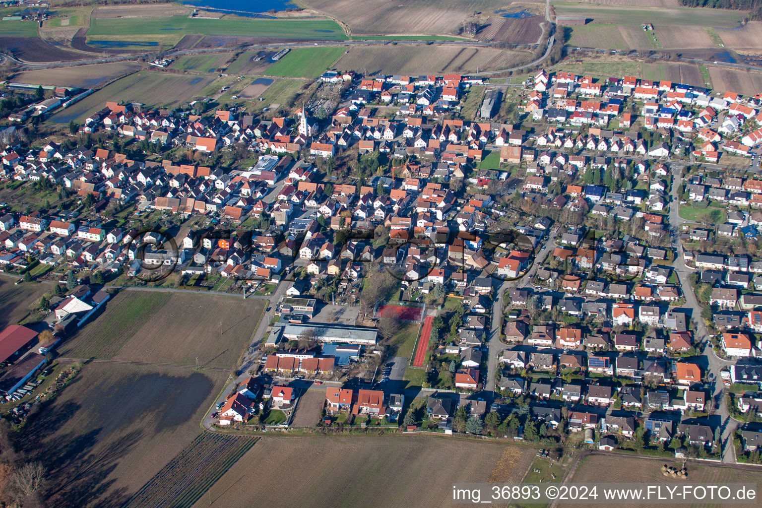 Hanhofen in the state Rhineland-Palatinate, Germany from above