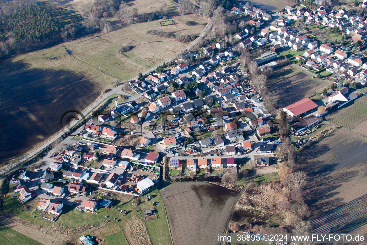 Hanhofen in the state Rhineland-Palatinate, Germany seen from above