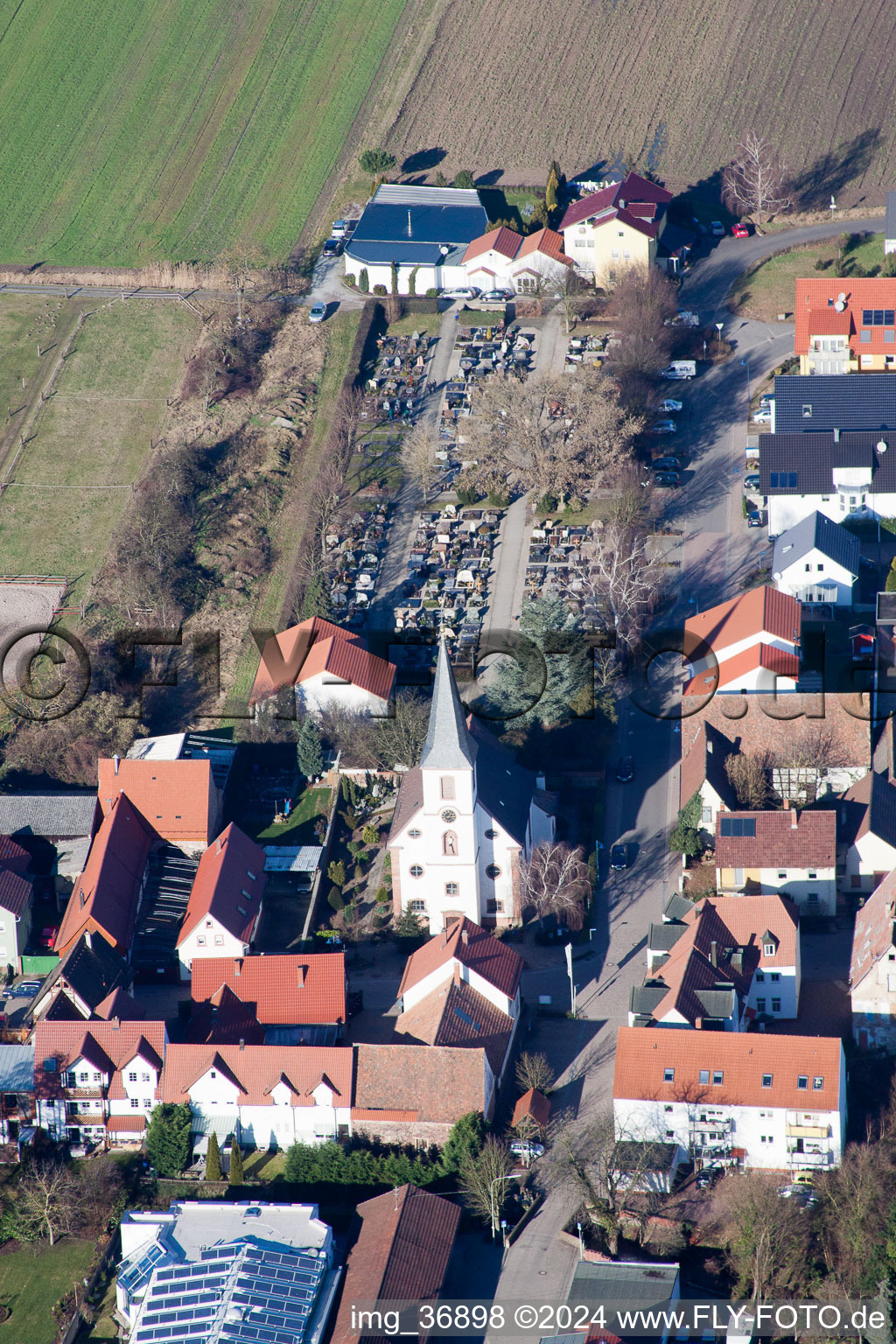 Grave rows on the grounds of the cemetery in Hanhofen in the state Rhineland-Palatinate, Germany