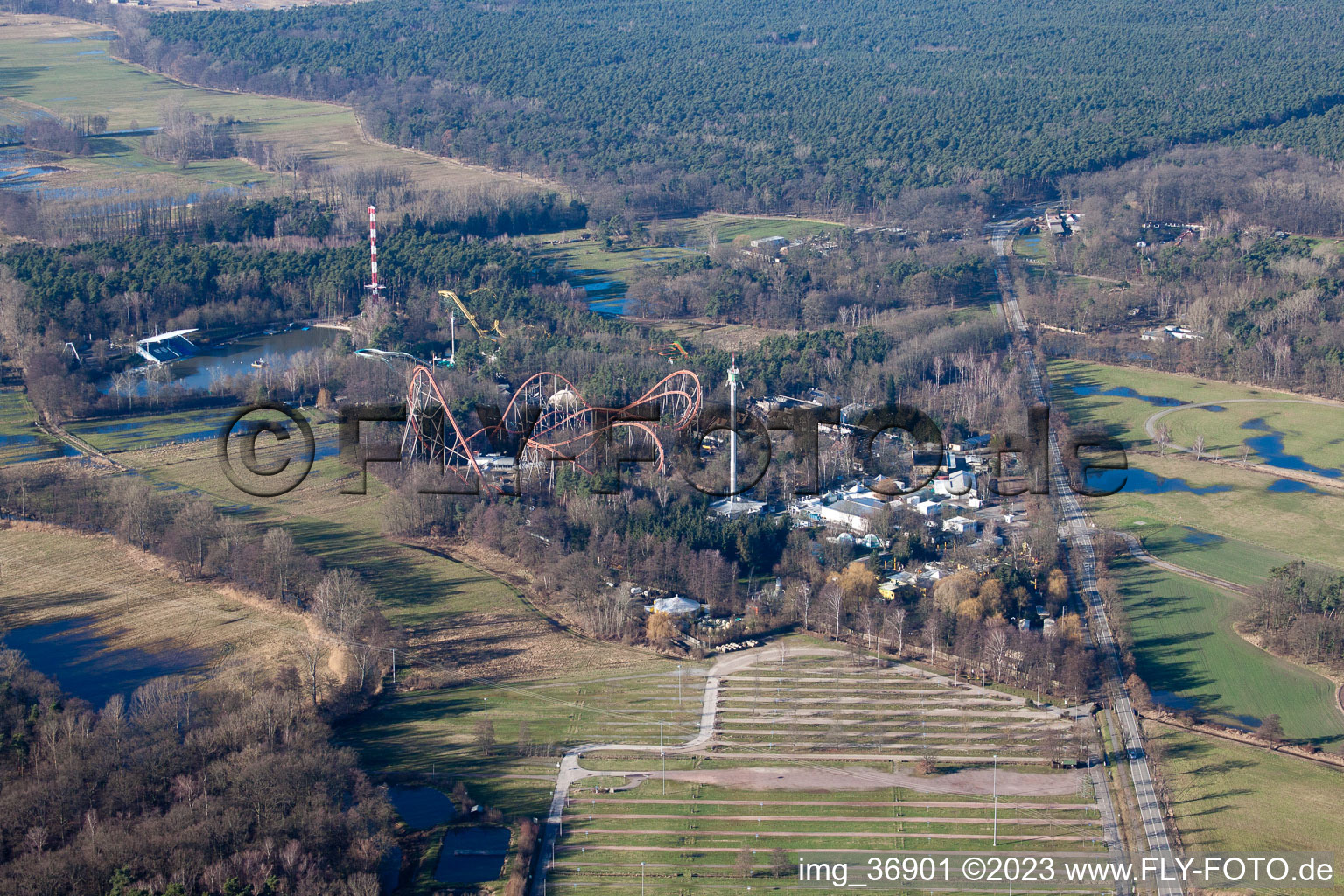 Holiday Park in Haßloch in the state Rhineland-Palatinate, Germany seen from above