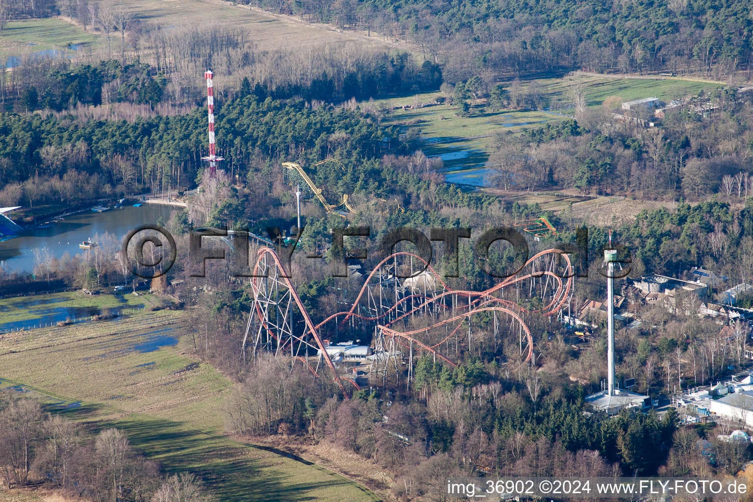 Holiday Park in Haßloch in the state Rhineland-Palatinate, Germany from the plane