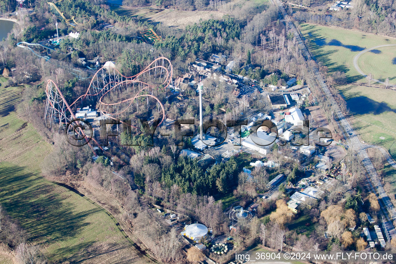 Holiday Park in Haßloch in the state Rhineland-Palatinate, Germany viewn from the air