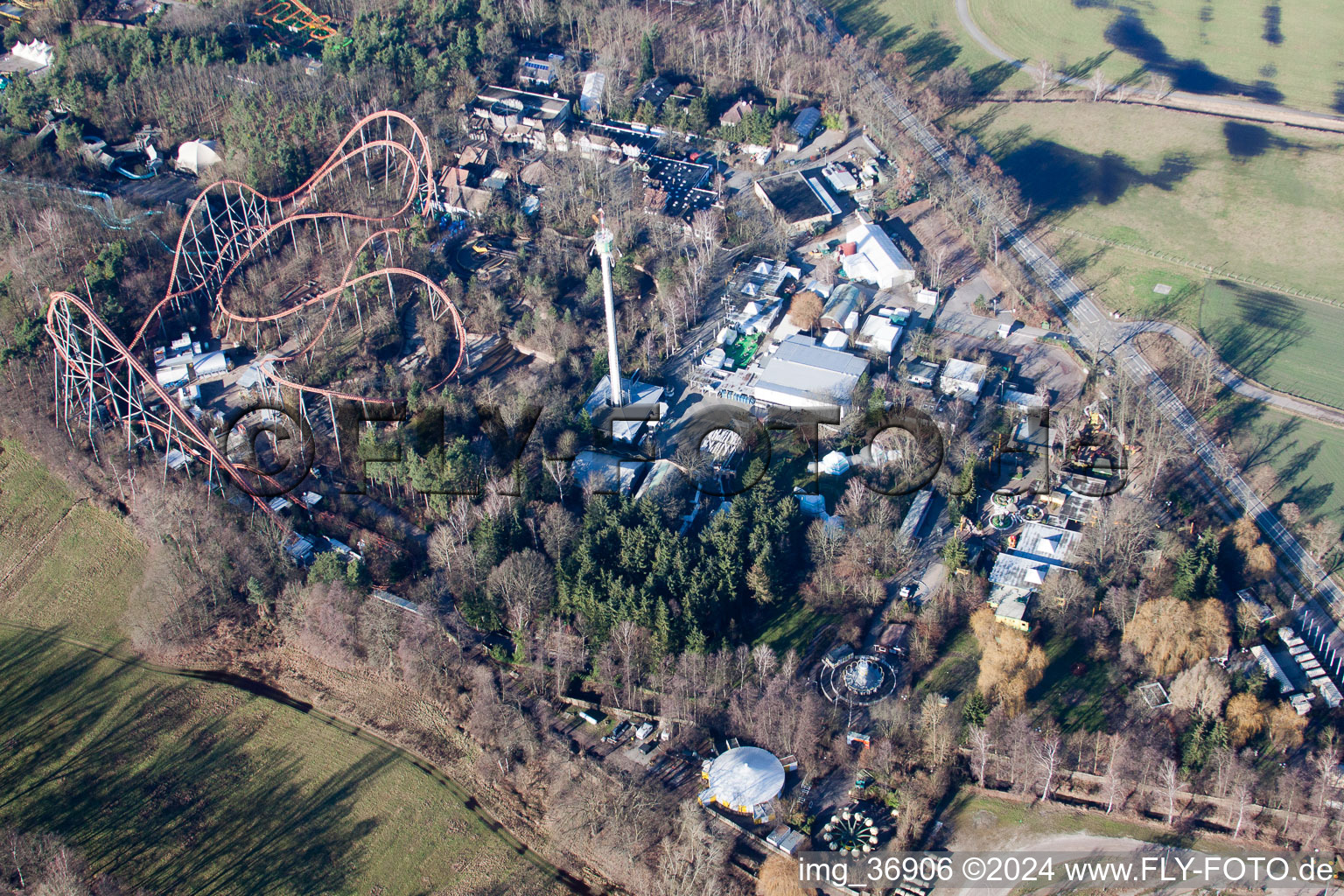 Drone recording of Holiday Park in Haßloch in the state Rhineland-Palatinate, Germany